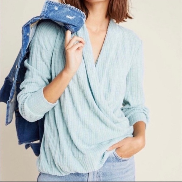 Anthropologie Maeve Rafela Hacci Surplice Top - Picture 1 of 7